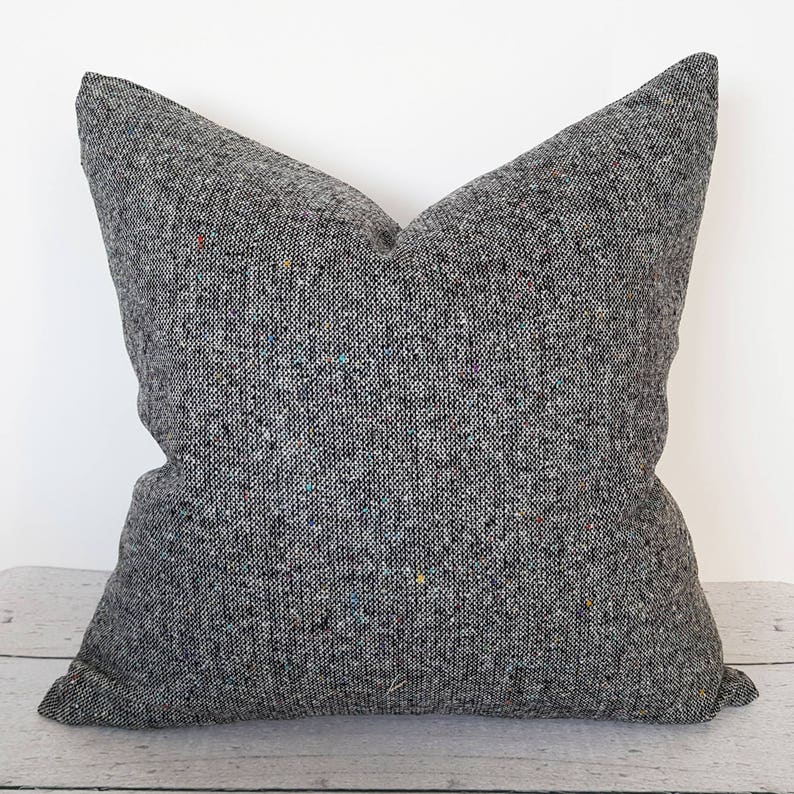 Black Tweed Pillows Textured Pillows Pillow Covers Black Etsy