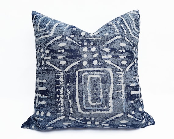 Blue Tribal Pillow Cover Indigo Blue Pillows Long Sofa Cushions 12x20 16x26 18x18 20x20 Etsy