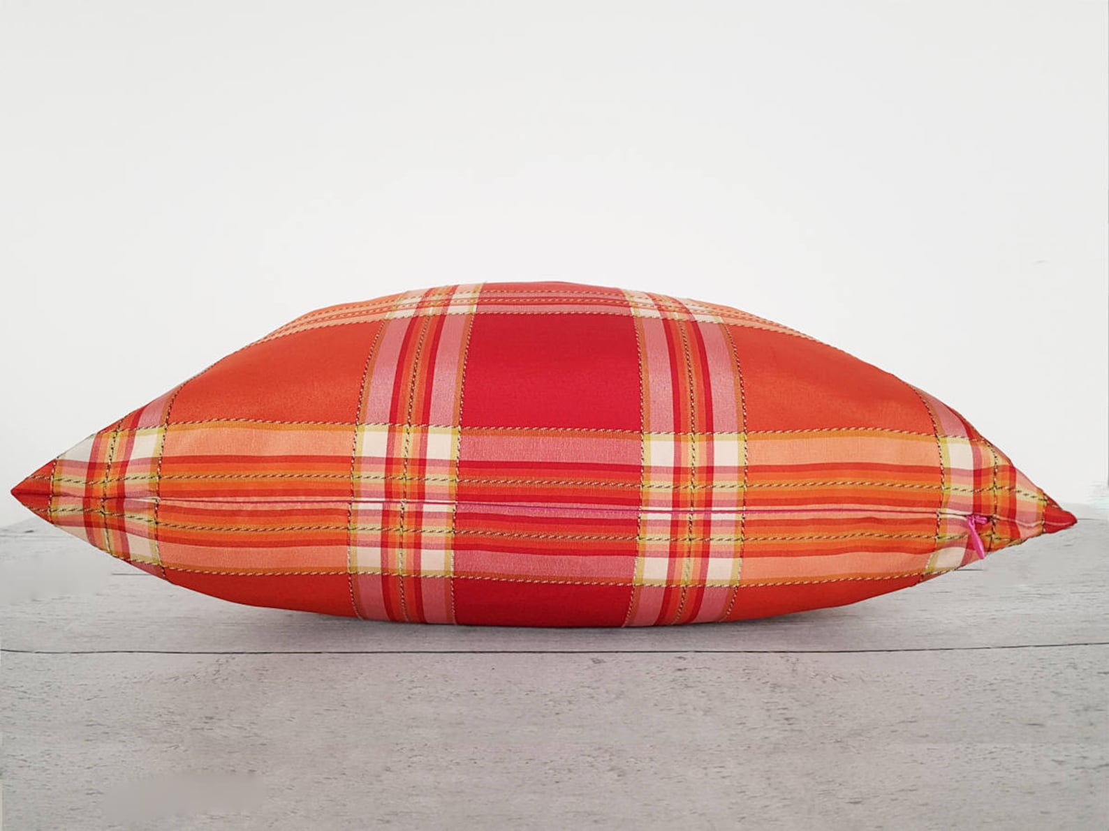 Orange Throw Pillows Plaid Pillows Designer Pillows Spring Etsy