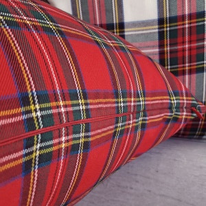 Red Stewart Plaid Christmas Pillow Cover: Double Sided Tartan image 2