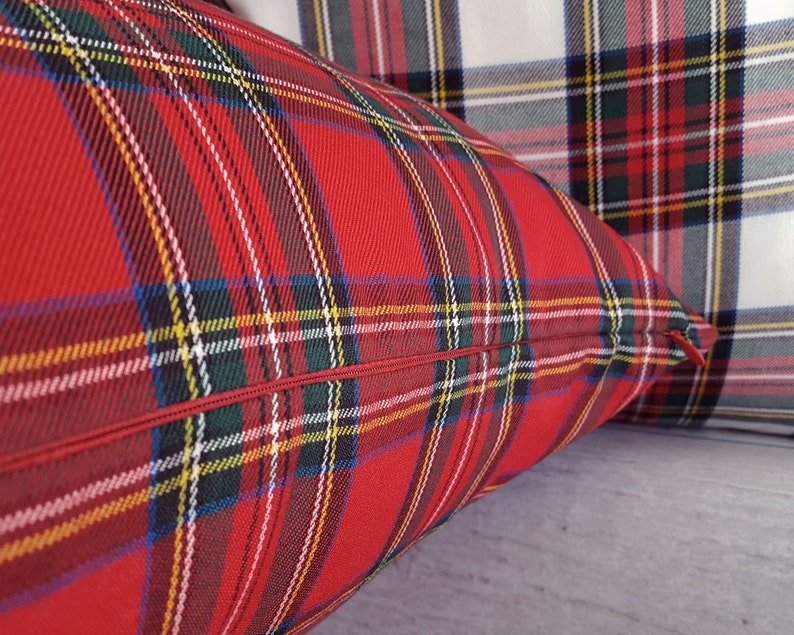 Red Stewart Plaid Christmas Pillow Cover: Double Sided Tartan image 2