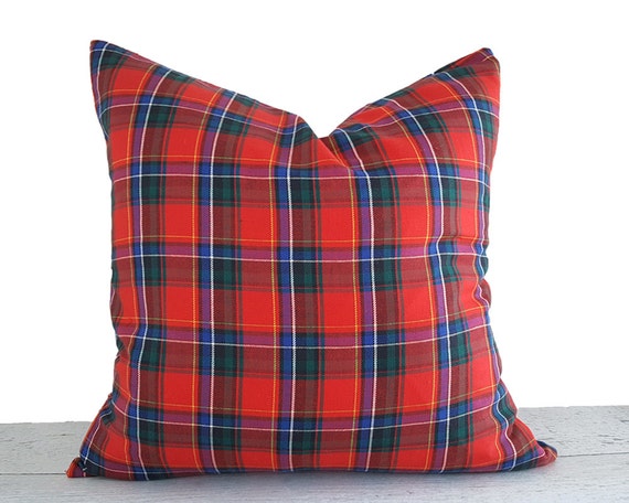Tartan Pillows Red Throw Pillows Red Cabin Pillow Rustic Pillow Cover