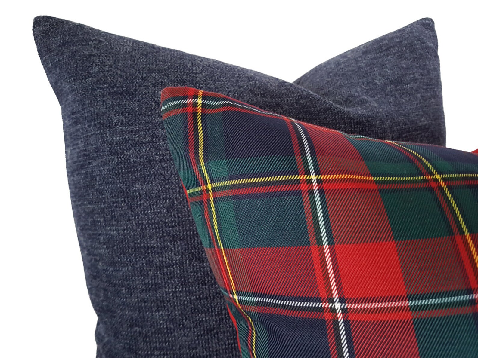Plaid Christmas Pillow Red Blue Pillow Holiday Decor Plaid Etsy