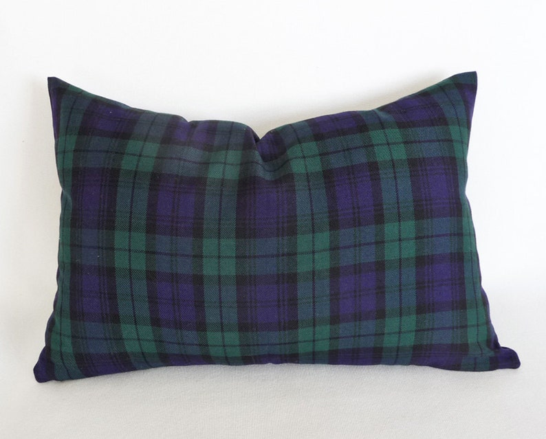 Blue Plaid Lumbar Pillows Housewarming Gift Idea for Him Etsy