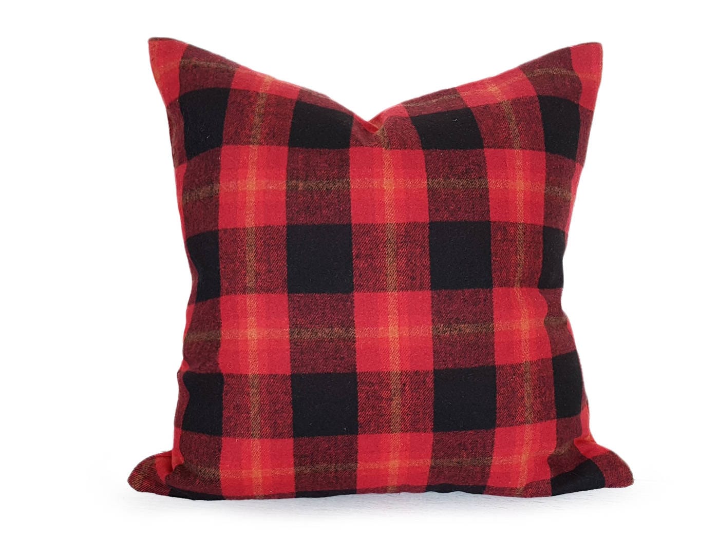 Red Cabin Pillow Rustic Pillow Cover Pillows Wool Plaid Pillow Cover