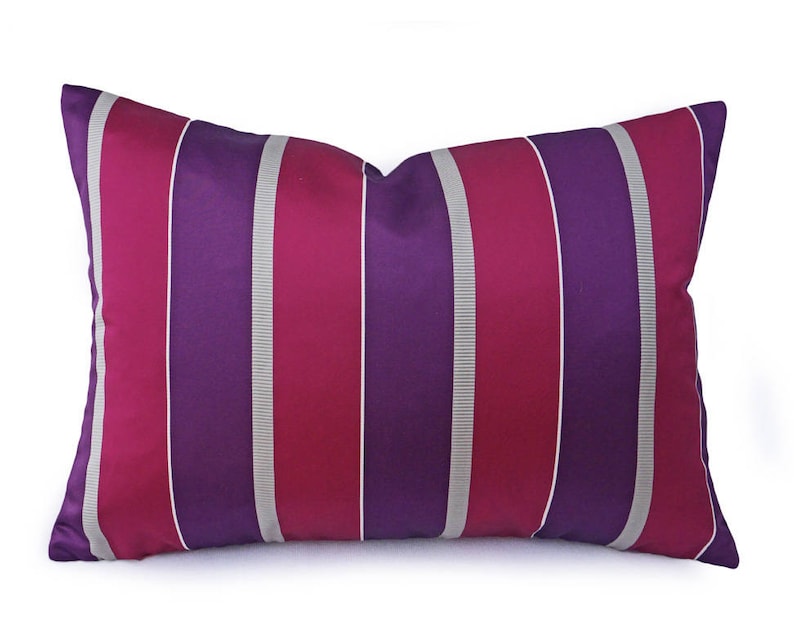 Pink Purple Pillows Striped Pillow Cover Magenta Pillows Etsy