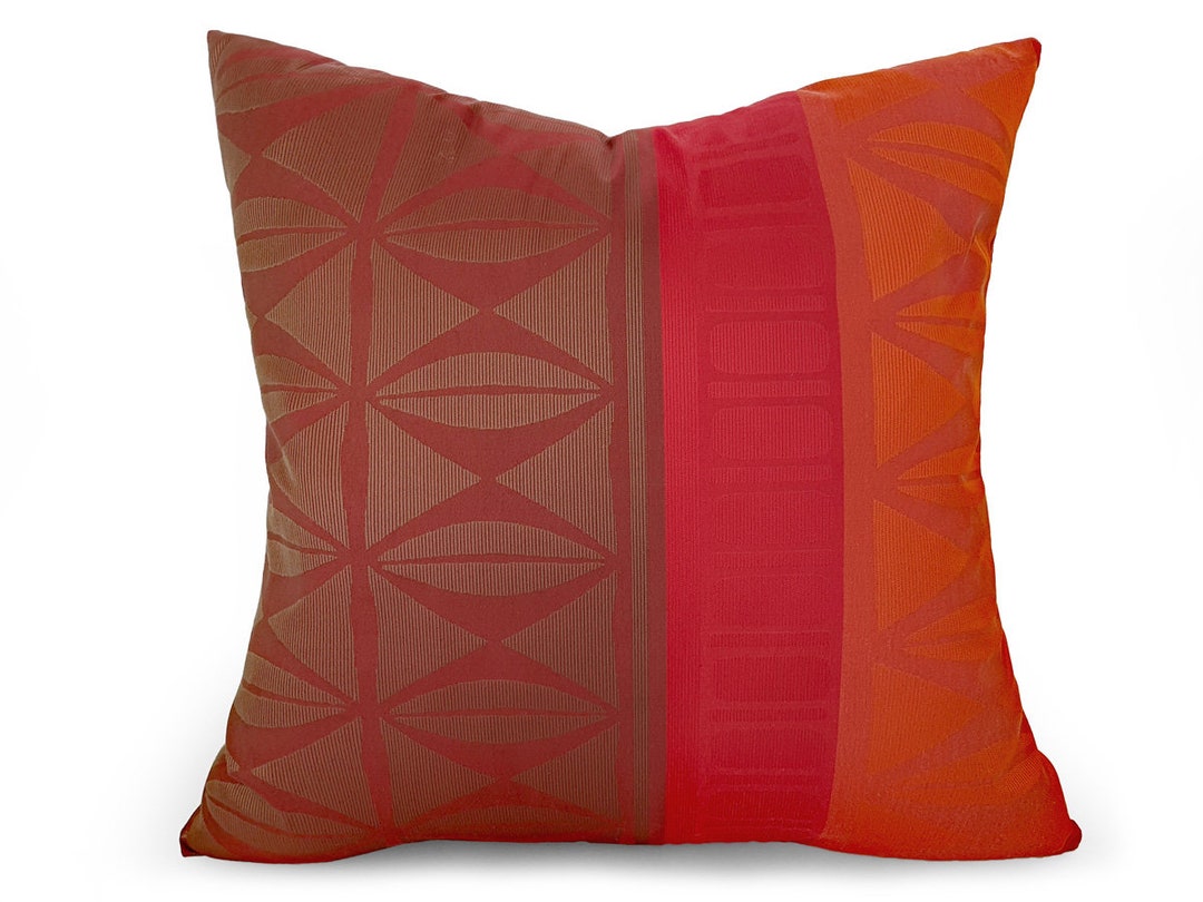 Red Boho Pillow Covers, African Pillow, Tribal Decor, Red Orange Rust