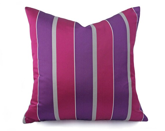 Pink Purple Pillows Striped Pillow Cover Magenta Pillows Etsy