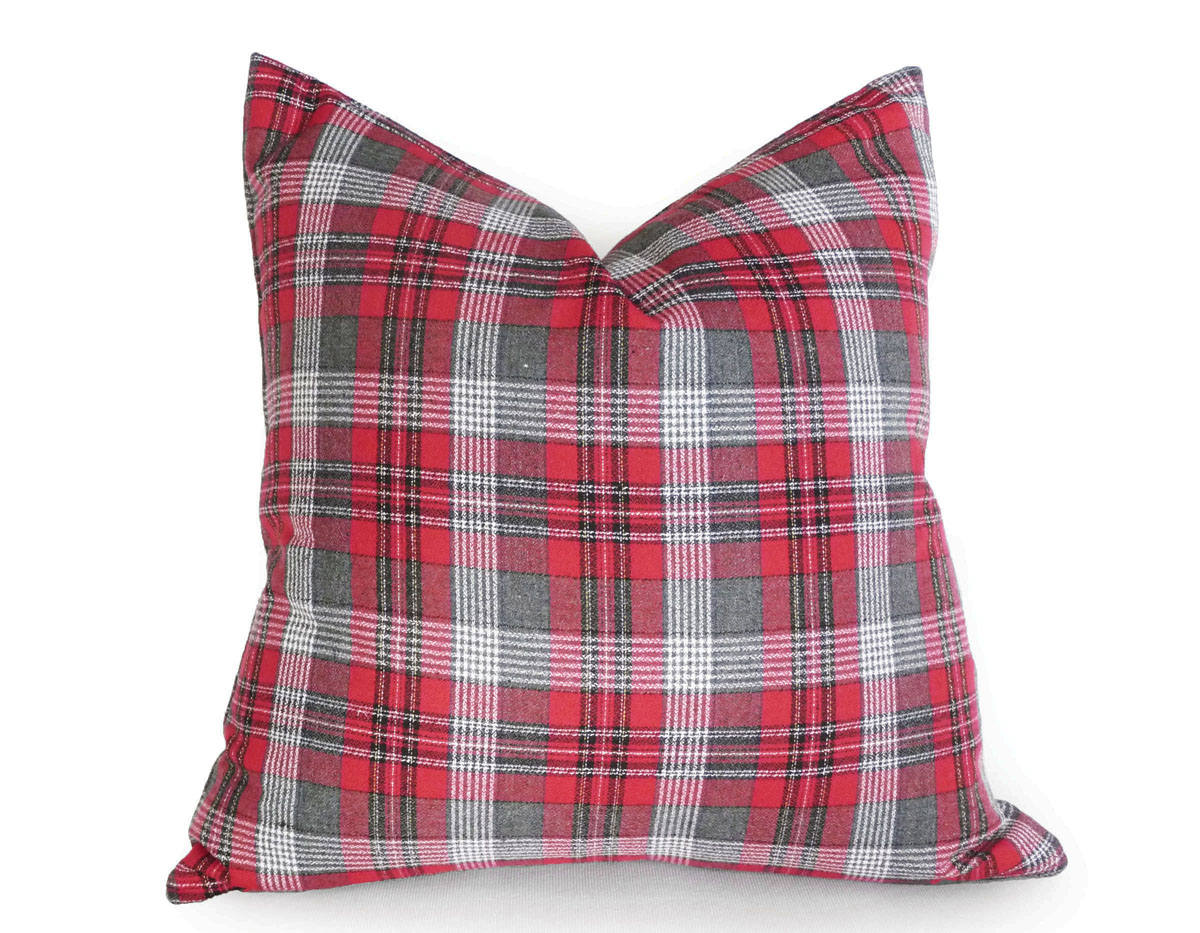 Red Farmhouse Pillows Red Grey Pillow Holiday Pillows Etsy