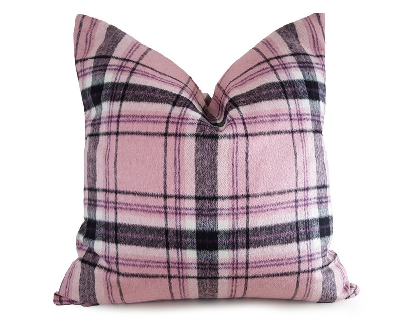 Pale Pink Pillow Cover Plaid Pillows Wool Pillow Pink Etsy