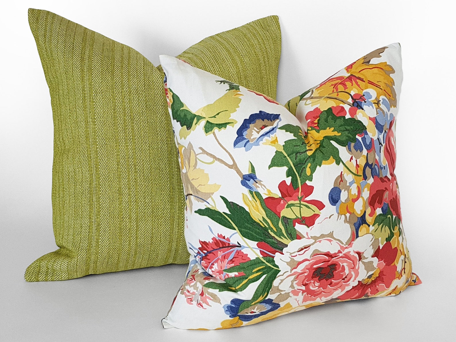 20x20 Floral Pillows Spring Pillow Covers White Red Blue Etsy