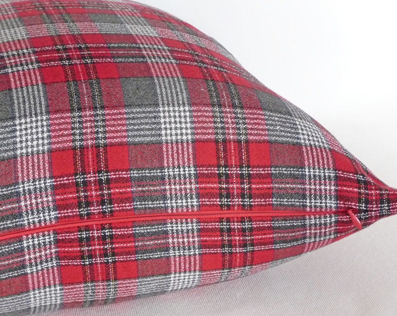 Red Farmhouse Pillows Red Grey Pillow Holiday Pillows Etsy