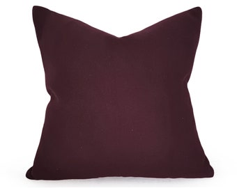 Purple Red Pillows, Dark Red Pillow, Burgundy Wine Pillows, Throw Pillow Cover, Oxblood, Solid Merlot, Textured Cushions, 18, 20