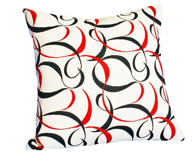 Modern Decorative Throw Pillows Black Red White Abstract Etsy