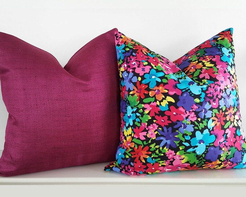 Colorful Pillows Multicolored Pillow Jewel Tone Mod Throw Etsy