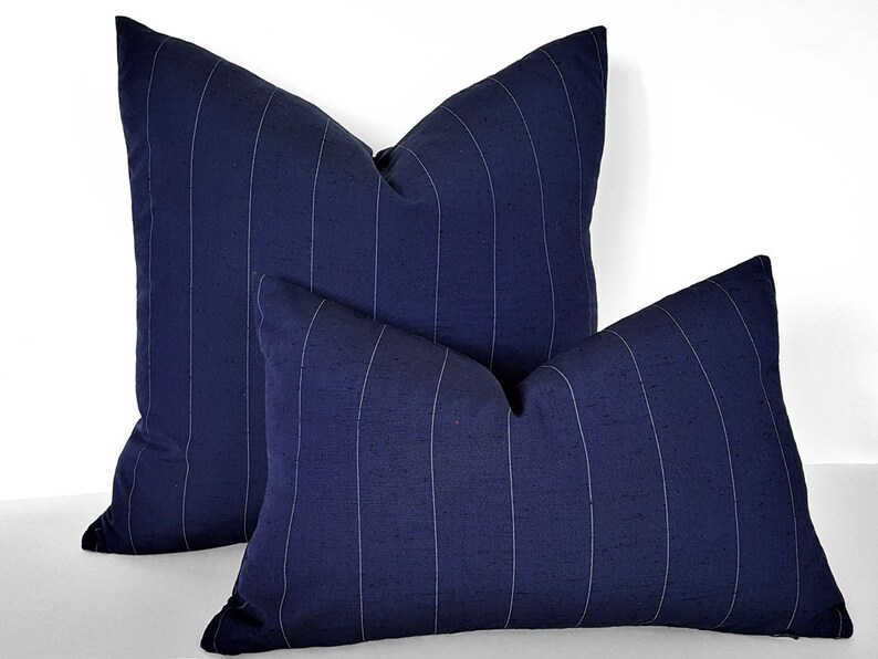 Navy Pinstripe Pillows Blue Striped Pillow Blue Pillow Case Etsy