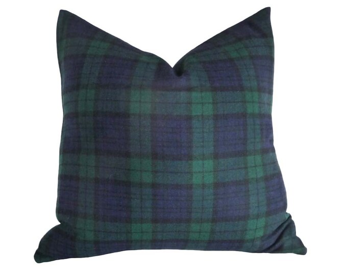 Blue Green Plaid Pillow Wool Throw Pillows Blackwatch Tartan Etsy