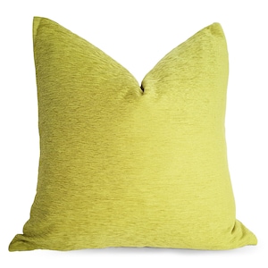 Chartreuse Pillow, Green Throw Pillow Cover, Yellow Green Pillow, Chenille Cushion Cover, Lumbar and Custom Sizes, 16, 18, 20 image 1