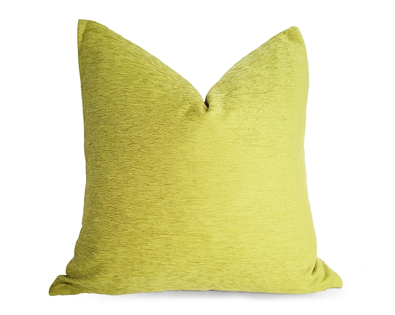 Chartreuse Pillow, Green Throw Pillow Cover, Yellow Green Pillow, Chenille Cushion Cover, Lumbar and Custom Sizes, 16, 18, 20 image 1