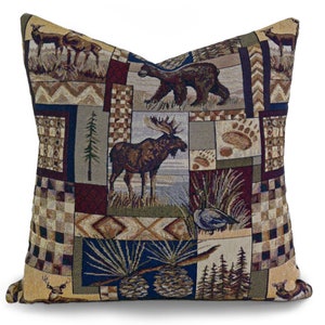 Wildlife Pillow Cover, Moose Pillow, Cabin Decor, Camping Pillows, 14x20, 18x18, 20x20, 22x22