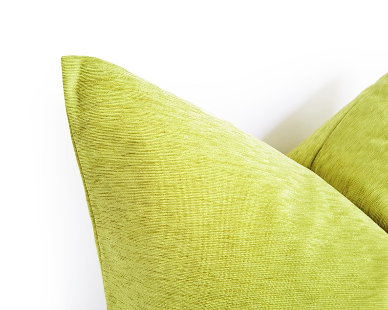 Chartreuse Pillow, Green Throw Pillow Cover, Yellow Green Pillow, Chenille Cushion Cover, Lumbar and Custom Sizes, 16, 18, 20 image 2