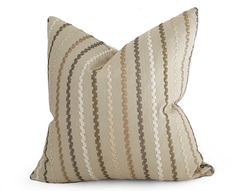 Striped Farmhouse Pillow Covers, Neutral Country Cushions, Earthy Colors, Square Rectangle Sizes, NEW