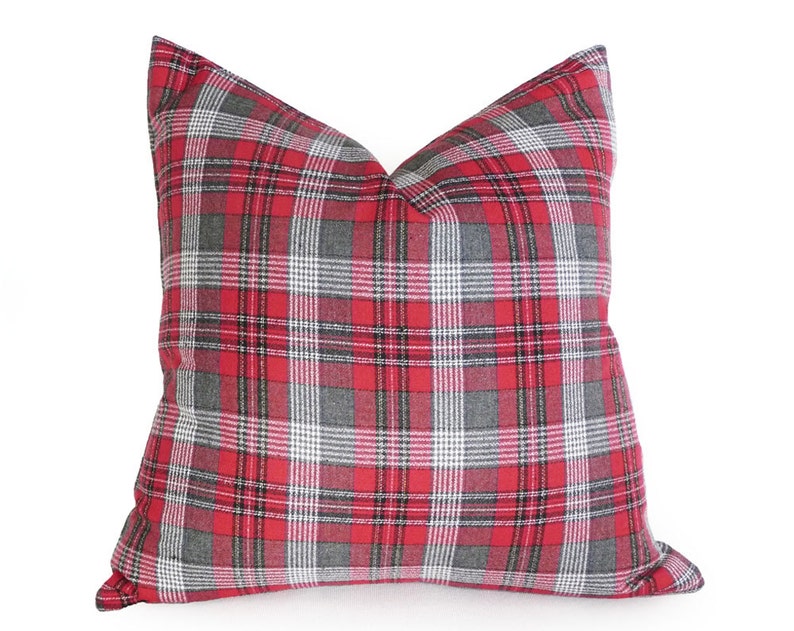 Red Farmhouse Pillows Red Grey Pillow Holiday Pillows Etsy