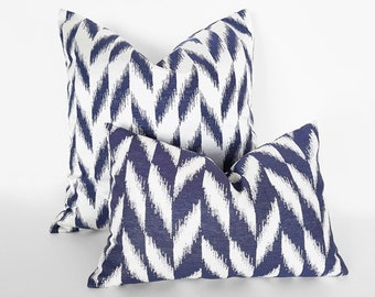 Modern Geometric Pillow Covers, Blue White Pillow Shams, Coastal Home Decor, 18, 20, 22, 24, 26, Custom Sizes