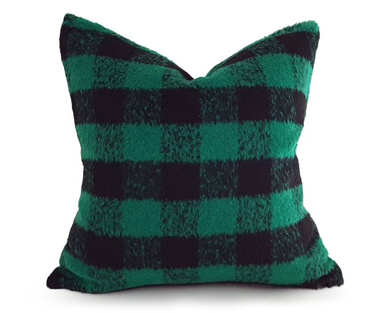 green buffalo plaid pillows
