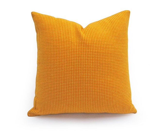 Vibrant Orange Yellow Pillow Orange Houndstooth Pillows Etsy
