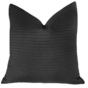 Black Pillow Cover, Large Herringbone Pillow, Black Wool Sofa Pillow, Custom Sizes, 16, 18, 20, 22, 24 image 8