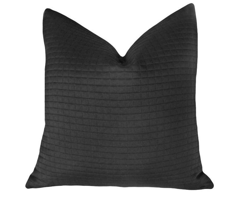 Black Pillow Cover, Large Herringbone Pillow, Black Wool Sofa Pillow, Custom Sizes, 16, 18, 20, 22, 24 image 8