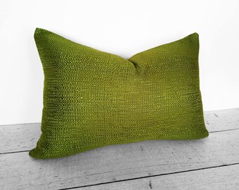 Solid Green Pillow, Green Pillow Cover, Green Pillows, Decorative Pillows, Textured, Shimmering, Green Cushion Covers, 20x20