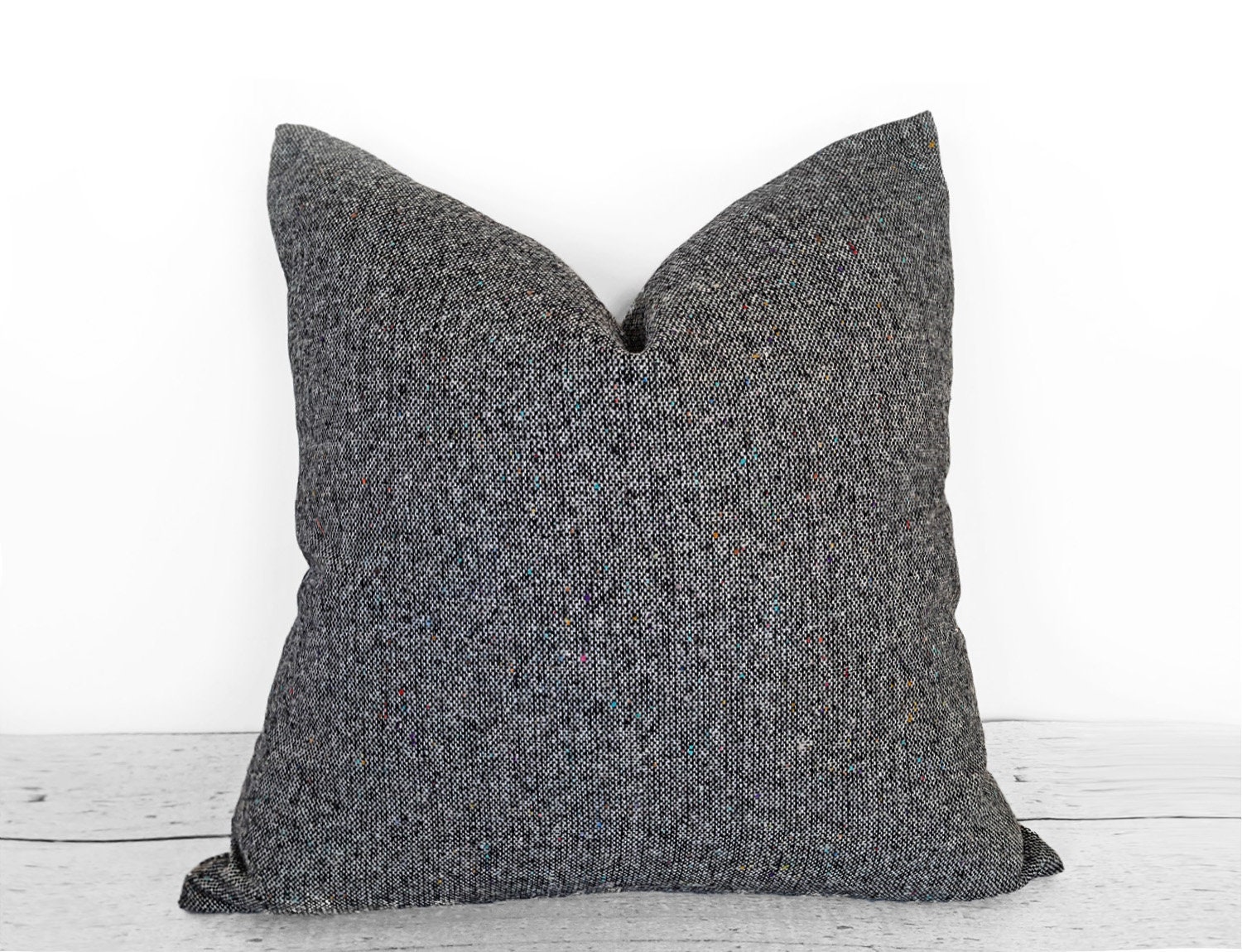Wool Throw Pillow Cover - Grey Accent –