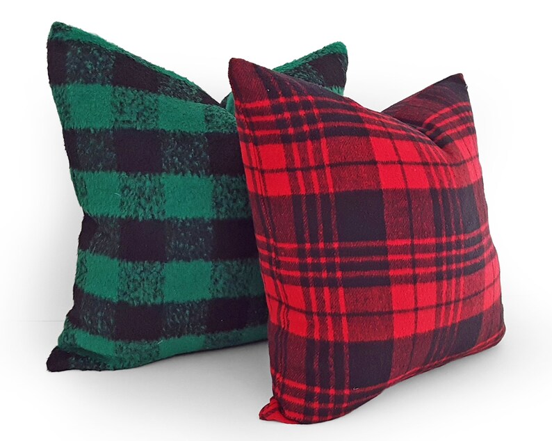Green Buffalo Plaid Pillow Farmhouse Decor Fall Pillow Etsy