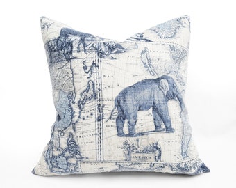 Elephant Throw Pillow Cover,  Safari Home Decor, Lumbar Cushions, 18x18, 20x20, 22x22