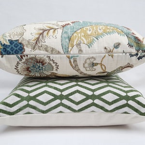 Jacobean Pillow Covers, Blue Floral Pillows, Both Sides, 12x18, 12x20, 16x16, 20x20 image 6