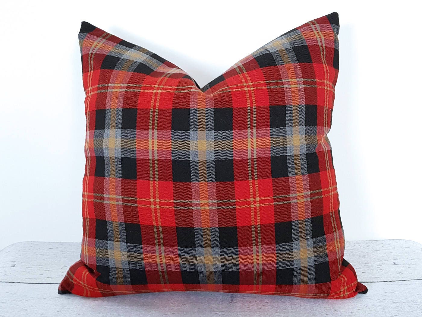 Red Plaid Pillow Cabin Pillows Plaid Pillow Covers Red Etsy