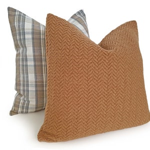 Gray Tan Pillow Cover, Plaid Cushions in Any Size, NEW image 6
