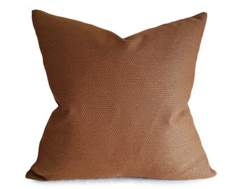 Copper Brown Pillow Covers, Long Lumbar and Custom Pillow Sizes Available