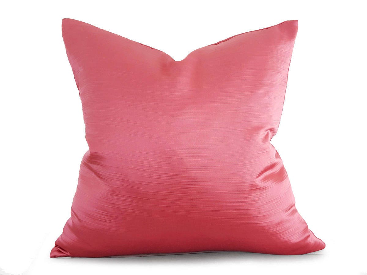 Solid Coral Pillow Covers, Designer Pillows, Iridescent Peach - Main Image
