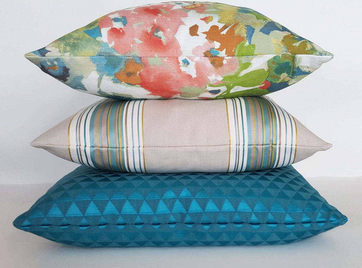 Teal Throw Pillows Turquoise Pillow Covers Textured Designer | Etsy