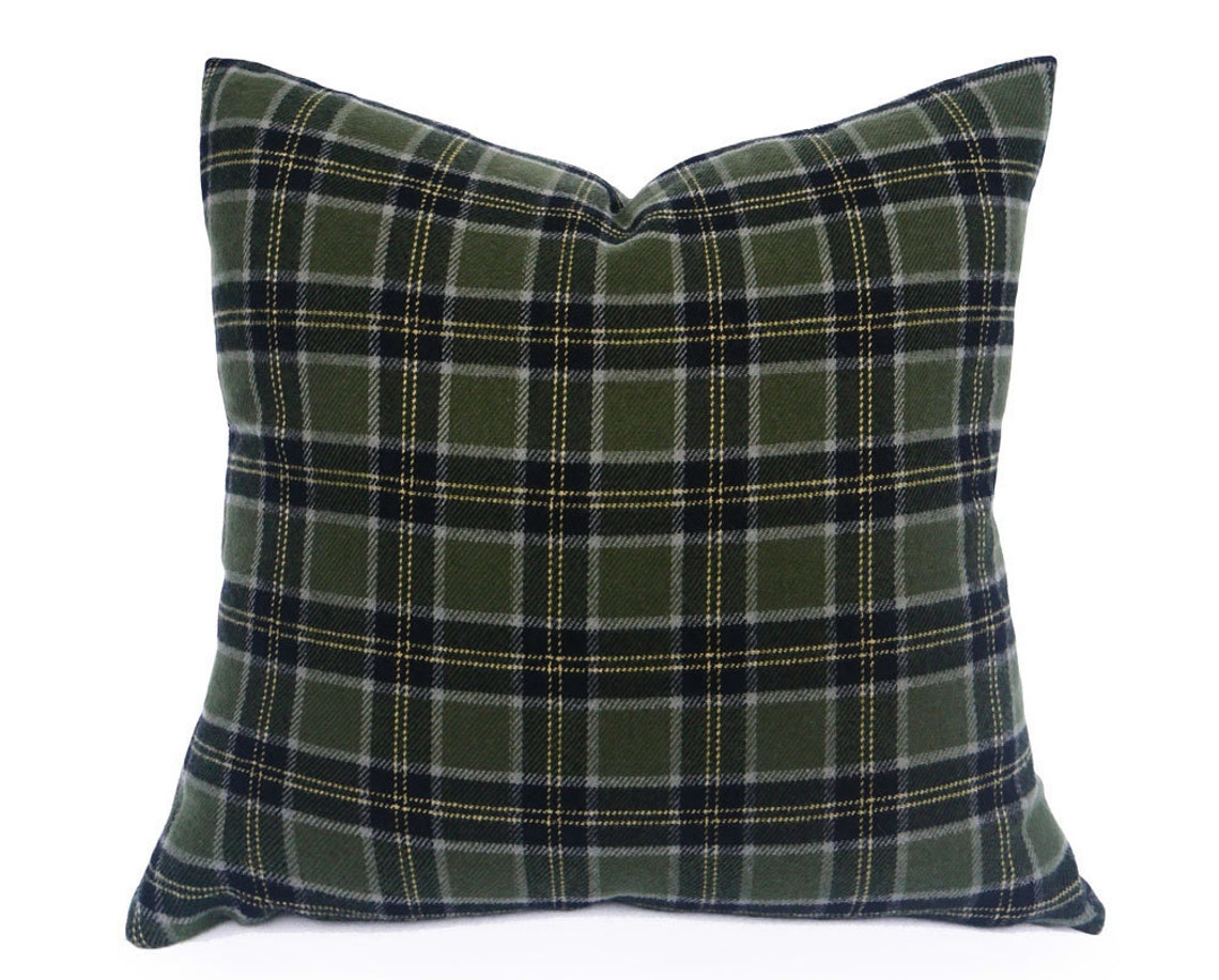 Sage Green Plaid Pillow Grey Green Throw Pillow Rustic Lodge Etsy