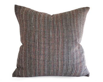 Dark Moody Striped Pillow Covers, Multicolor Stripes and Flecks, Custom Sizes Available