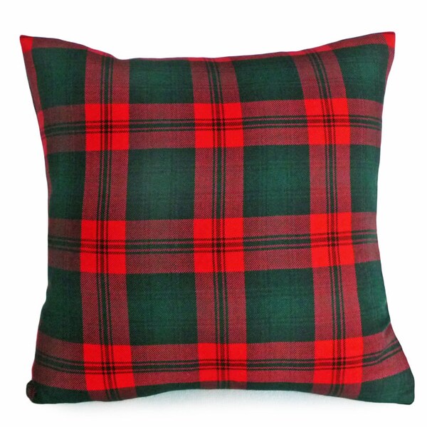 Holiday Pillows, Red Green Wool Plaid Pillows, 18x18, CUSTOM FOR SW Traditional Plaid, Thanksgiving Christmas Pillows