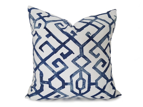 Blue Geometric Pillow Covers Indigo Blue Throw Pillow Indigo Blue Pillow