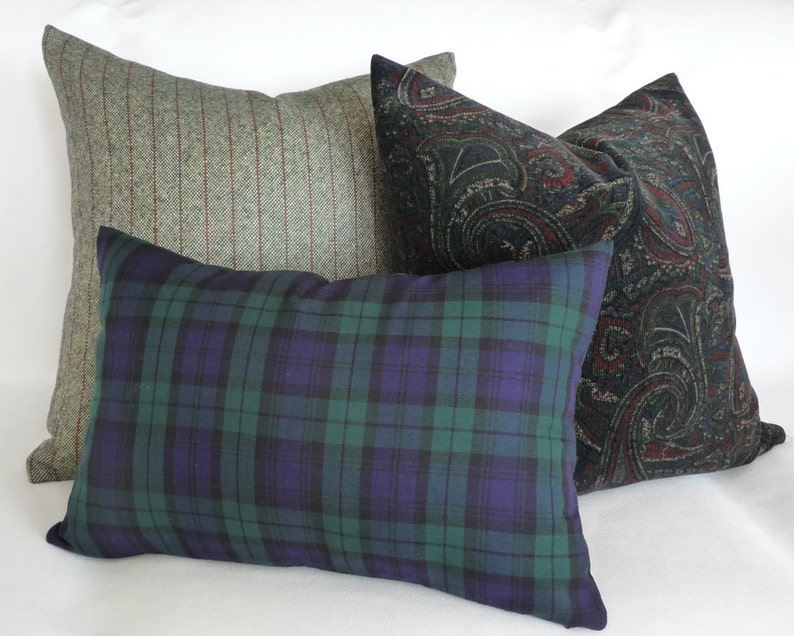 Blue Plaid Lumbar Pillows Housewarming Gift Idea for Him Etsy