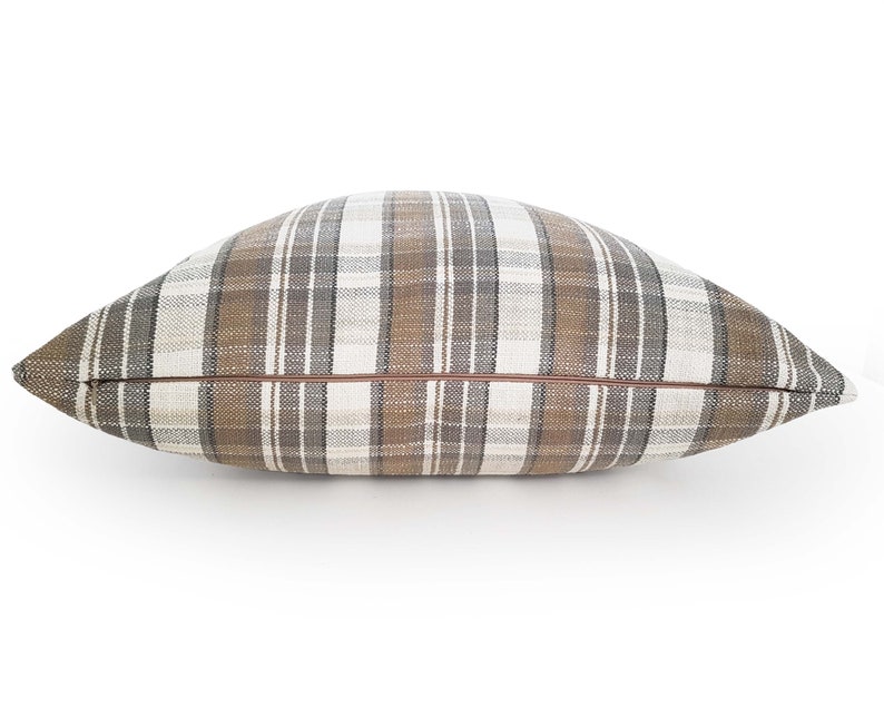 Gray Tan Pillow Cover, Plaid Cushions in Any Size, NEW image 2
