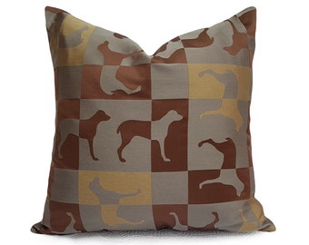 Dog Throw Pillows, Dog Lovers Gift, 20x20, Animal Pillow, Brown Gray Copper Gold Lodge Pillows, 18, 20, 22