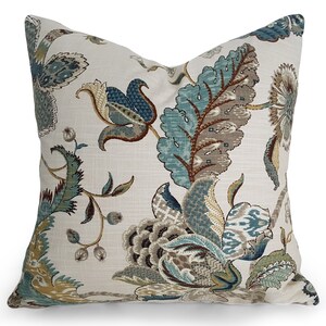 Jacobean Pillow Covers, Blue Floral Pillows, Both Sides, 12x18, 12x20, 16x16, 20x20 image 2